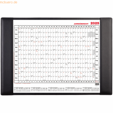 Güss Schreibunterlage 60x40cm schwarz mit Jahresübersicht Kalendarium von Güss