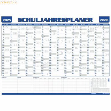 Güss Schuljahresübersicht 84x60cm 14 Monate Kalendarium 2023/2025 von Güss