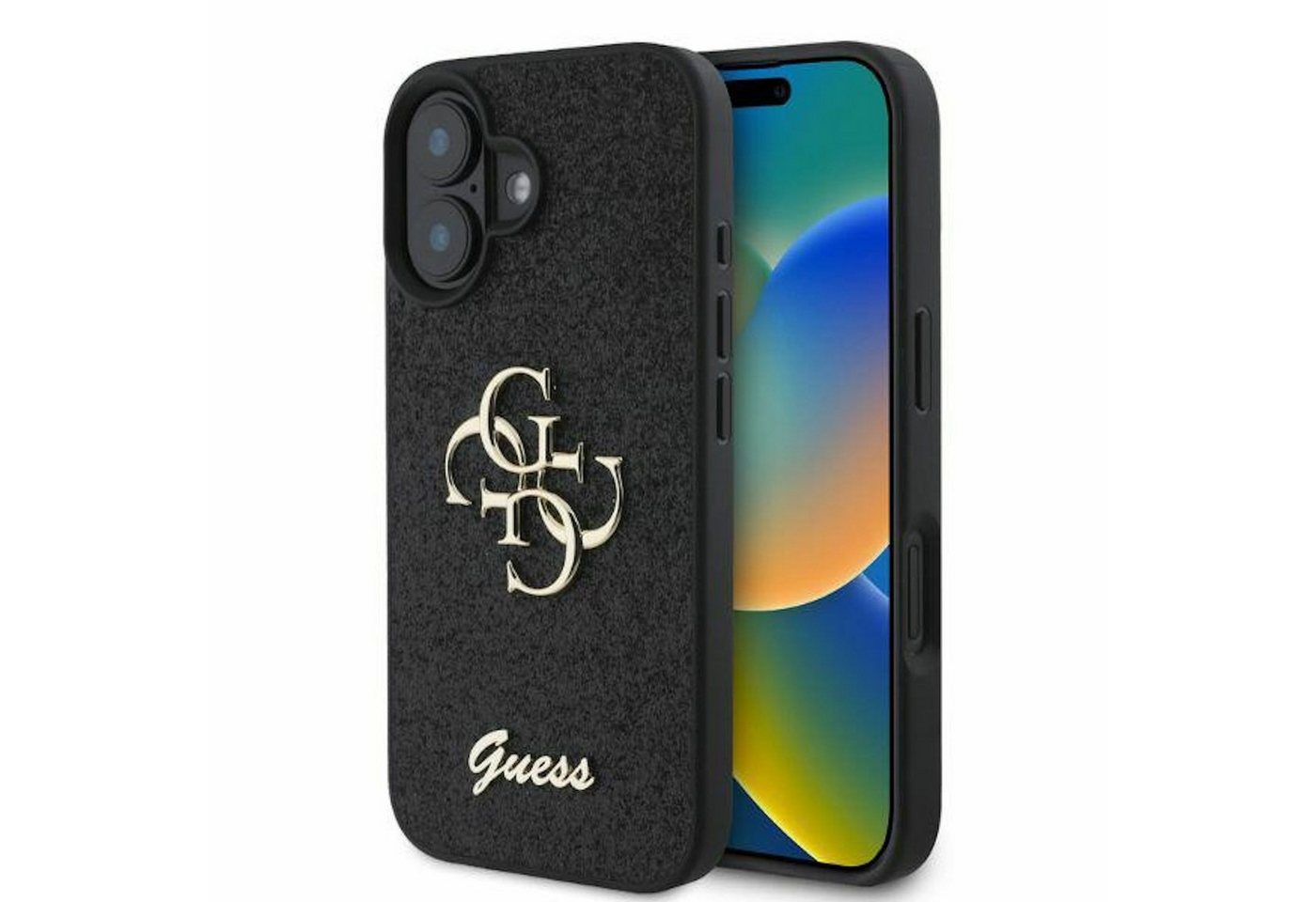 Guess Smartphone-Hülle GUESS Apple iPhone 16 Fixed Glitter Big 4G Design Schutz Hülle Schwarz Guess Smartphone-Hülle GUESS Apple iPhone 16 Fixed Glitter Big 4G Design Schutz Hülle Schwarz von Guess