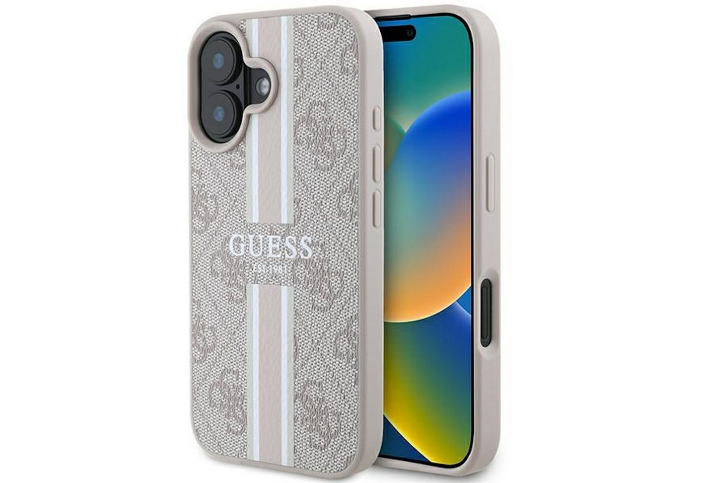 Guess Smartphone-Hülle GUESS Apple iPhone 16 Hardcase Hülle 4G Streifen Design MagSafe Pink Guess Smartphone-Hülle GUESS Apple iPhone 16 Hardcase Hülle 4G Streifen Design MagSafe Pink von Guess