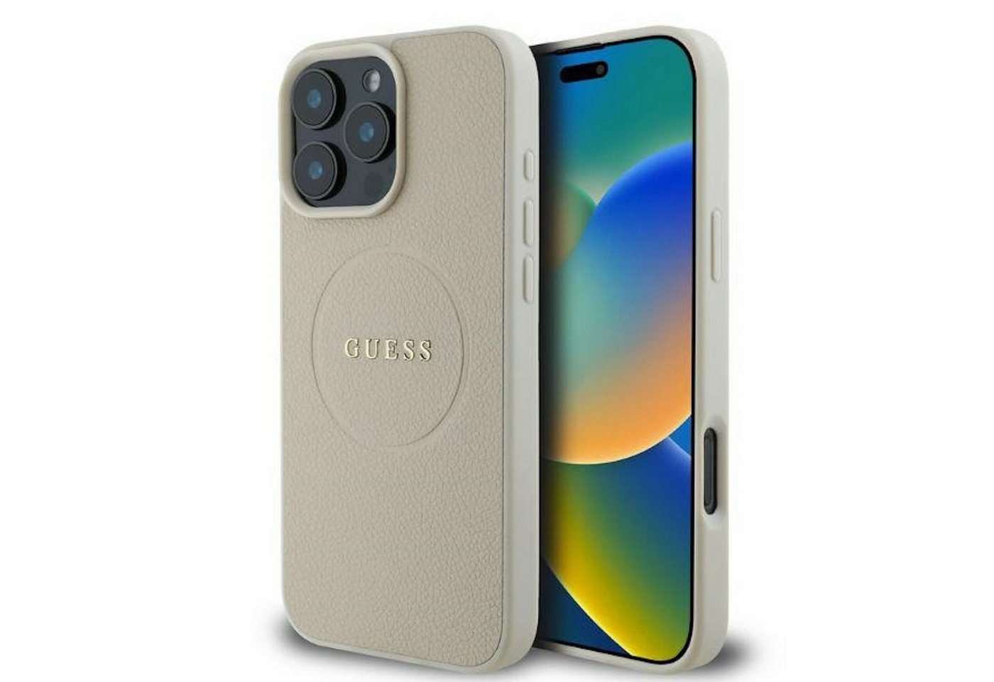 Guess Smartphone-Hülle GUESS Apple iPhone 16 Pro Max Hardcase Grained Ring MagSafe Case Beige Guess Smartphone-Hülle GUESS Apple iPhone 16 Pro Max Hardcase Grained Ring MagSafe Case Beige von Guess
