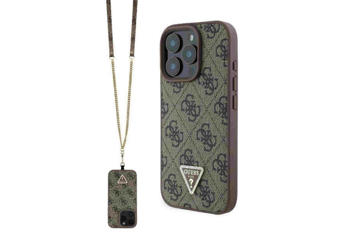 Guess Smartphone-Hülle GUESS Apple iPhone 16 Pro Metal Logo Strass Crossbody Hülle Braun Guess Smartphone-Hülle GUESS Apple iPhone 16 Pro Metal Logo Strass Crossbody Hülle Braun von Guess