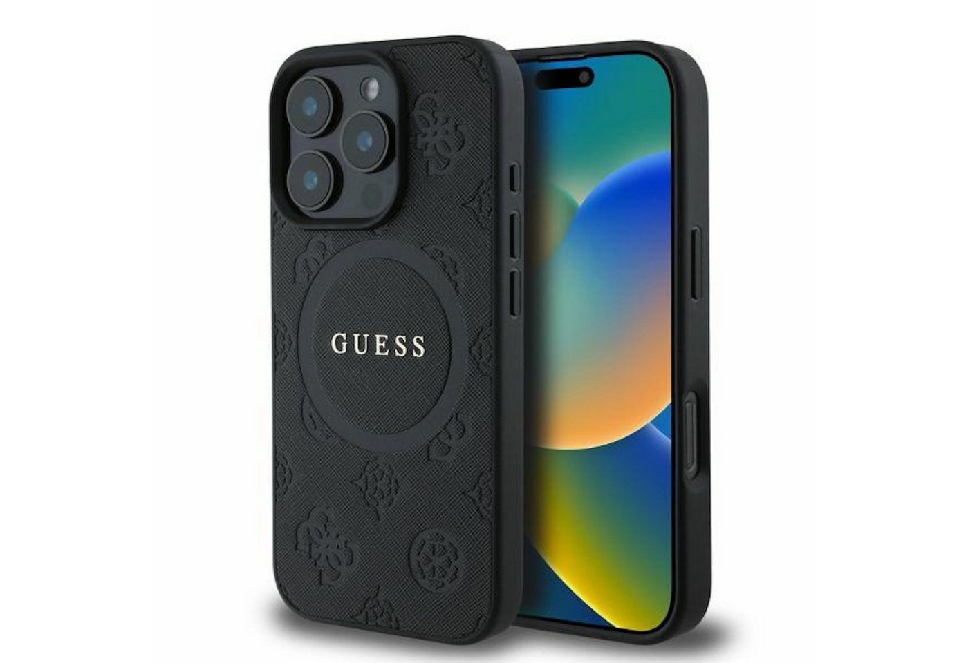 Guess Smartphone-Hülle GUESS Apple iPhone 16 Pro Saffiano Peony Classic Logo Design MagSafe Guess Smartphone-Hülle GUESS Apple iPhone 16 Pro Saffiano Peony Classic Logo Design MagSafe von Guess