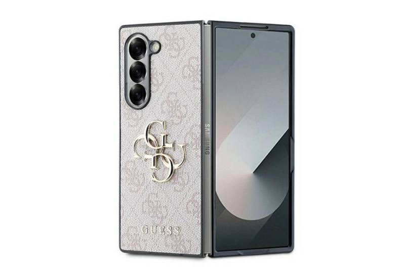 Guess Smartphone-Hülle GUESS Samsung Galaxy Z Fold6 Hülle Leder 4G Metal Logo Design Rosa von Guess