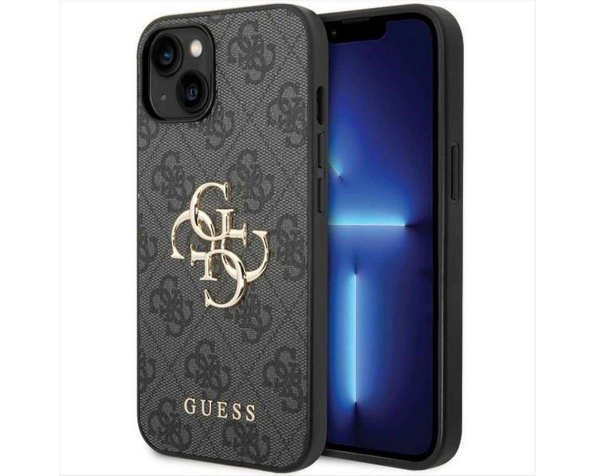 Guess Smartphone-Hülle Guess Apple iPhone 15 Plus Schutzhülle Cover Hülle 4G Metal Logo Grau von Guess