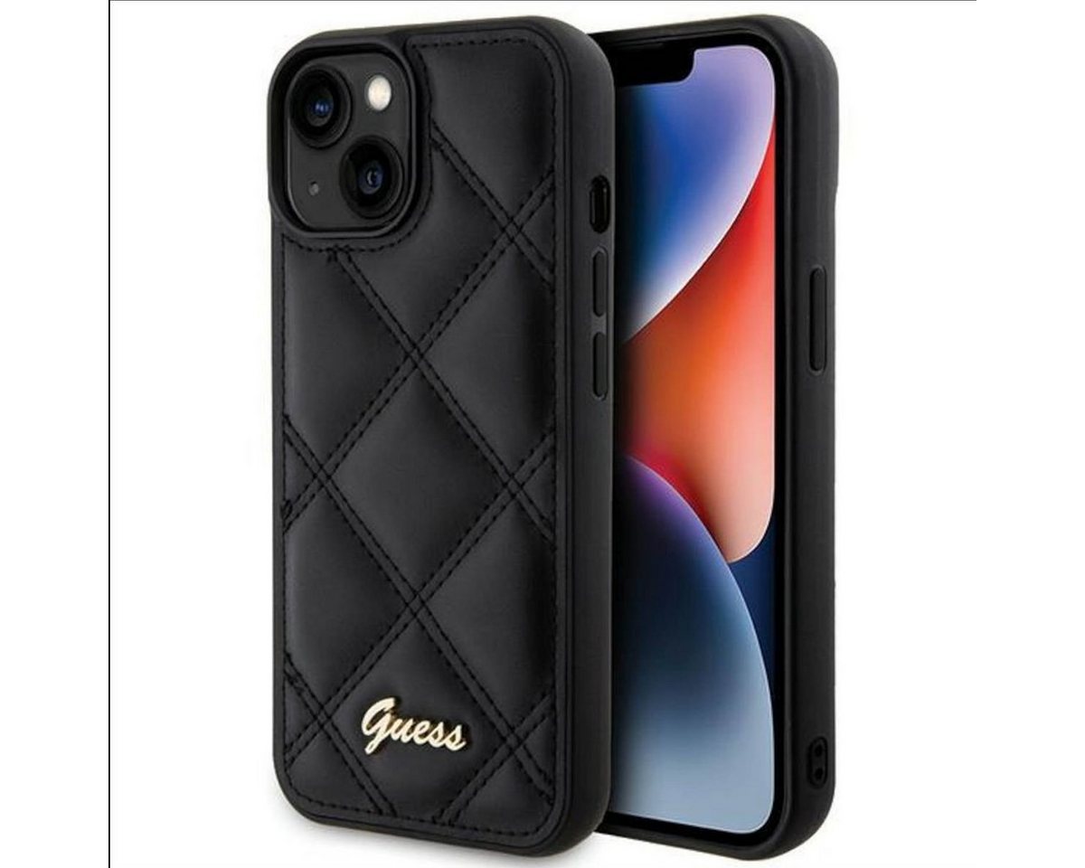 Guess Smartphone-Hülle Guess Apple iPhone 15 Schutzhülle Case Quilted Metal Logo Schwarz Guess Smartphone-Hülle Guess Apple iPhone 15 Schutzhülle Case Quilted Metal Logo Schwarz von Guess