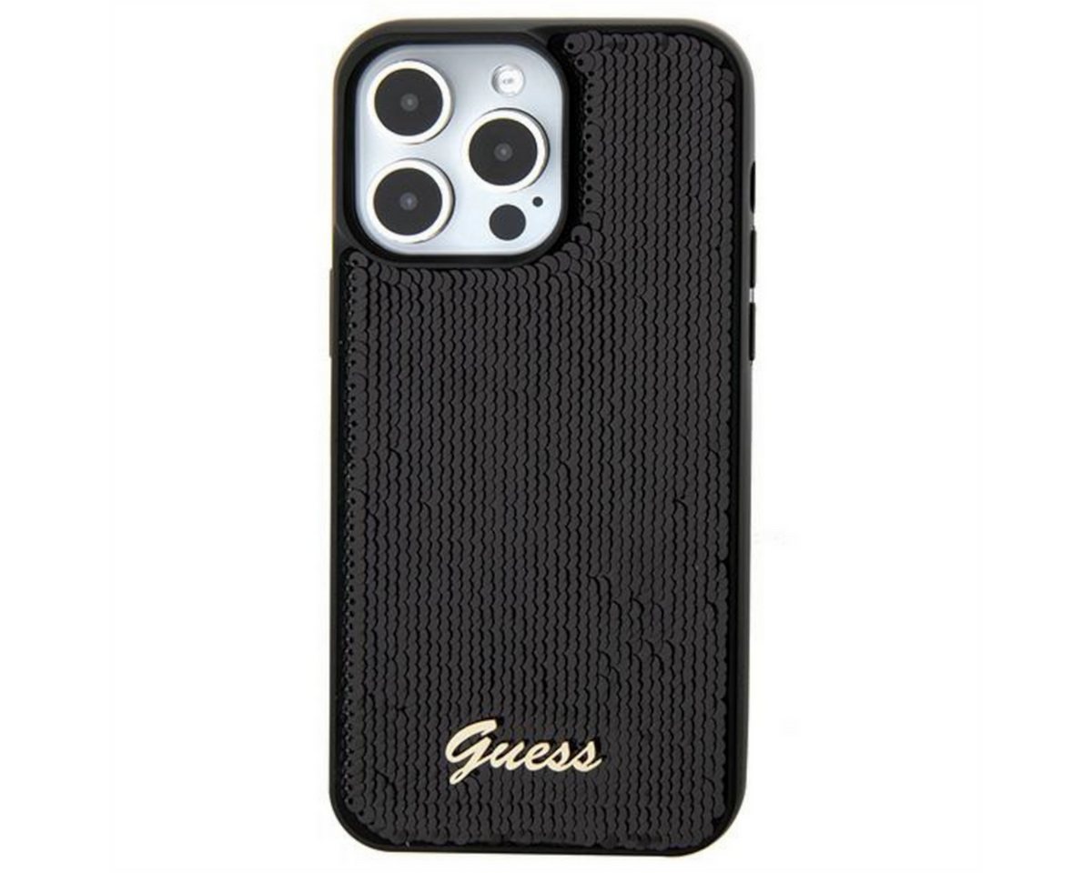 Guess Smartphone-Hülle Guess Apple iPhone 15 Schutzhülle Case Sequin Script Metal Schwarz Guess Smartphone-Hülle Guess Apple iPhone 15 Schutzhülle Case Sequin Script Metal Schwarz von Guess