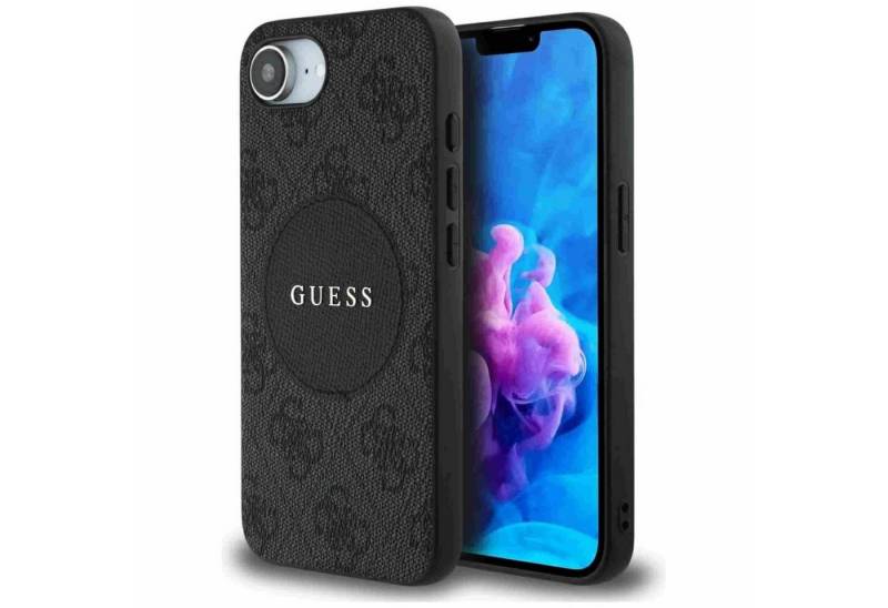 Guess Smartphone-Hülle Guess Apple iPhone 16e Circle Classic Logo MagSafe Hülle Case Schwarz von Guess
