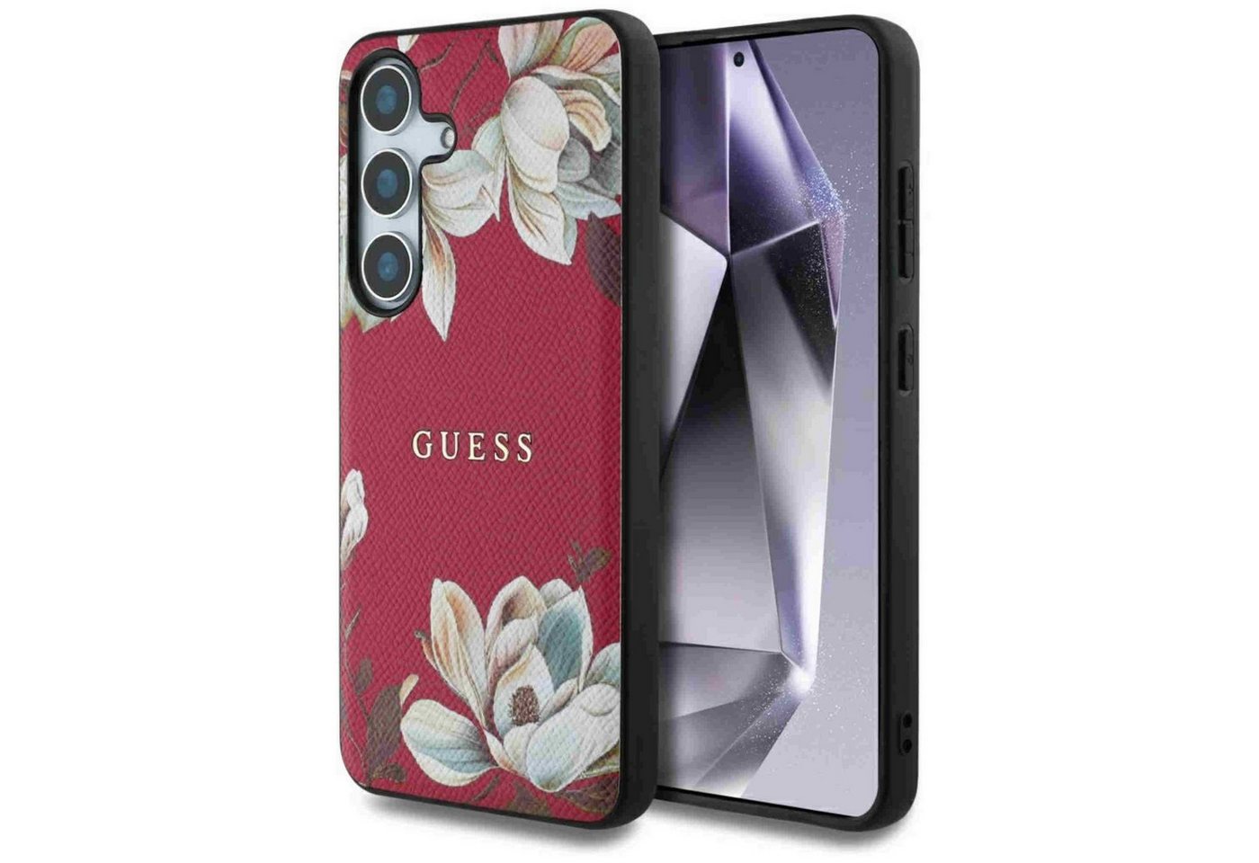 Guess Smartphone-Hülle Guess Samsung Galaxy S25 Grained Printed Flower Pattern MagSafe Hülle Guess Smartphone-Hülle Guess Samsung Galaxy S25 Grained Printed Flower Pattern MagSafe Hülle von Guess