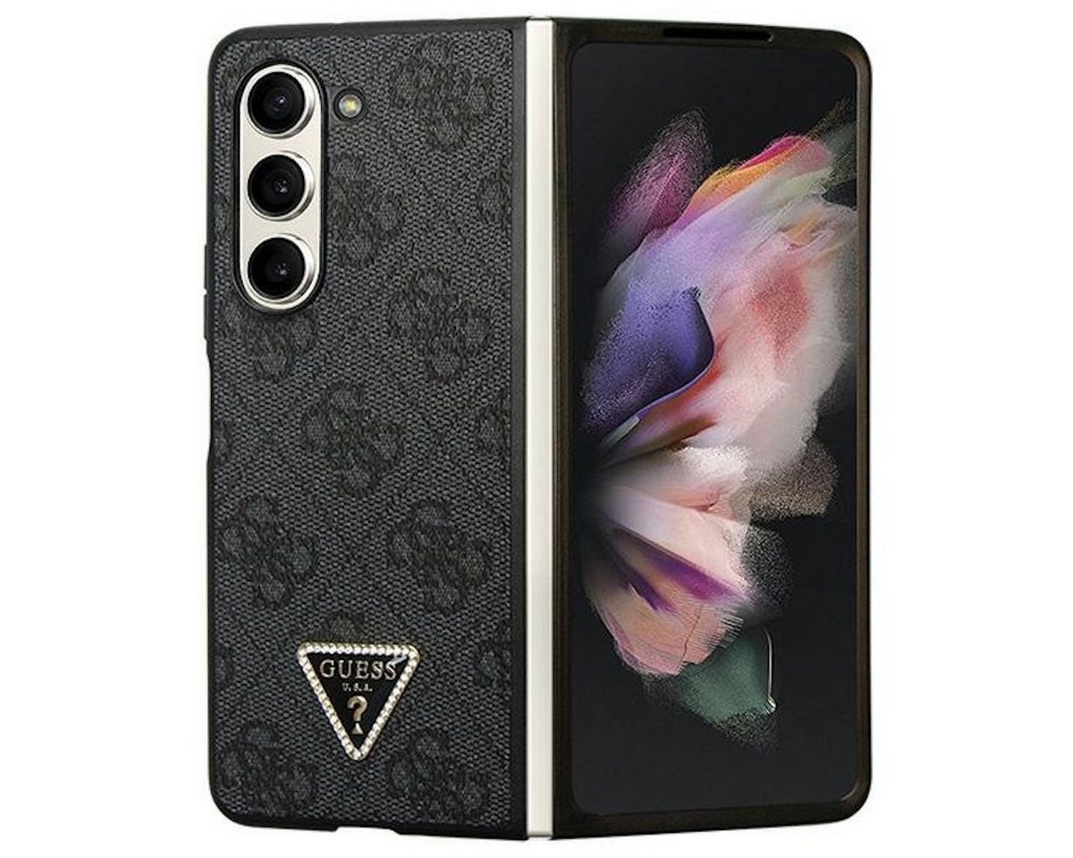 Guess Smartphone-Hülle Guess Samsung Galaxy Z Fold5 Hülle Leather 4G Diamond Triangle Schwarz von Guess