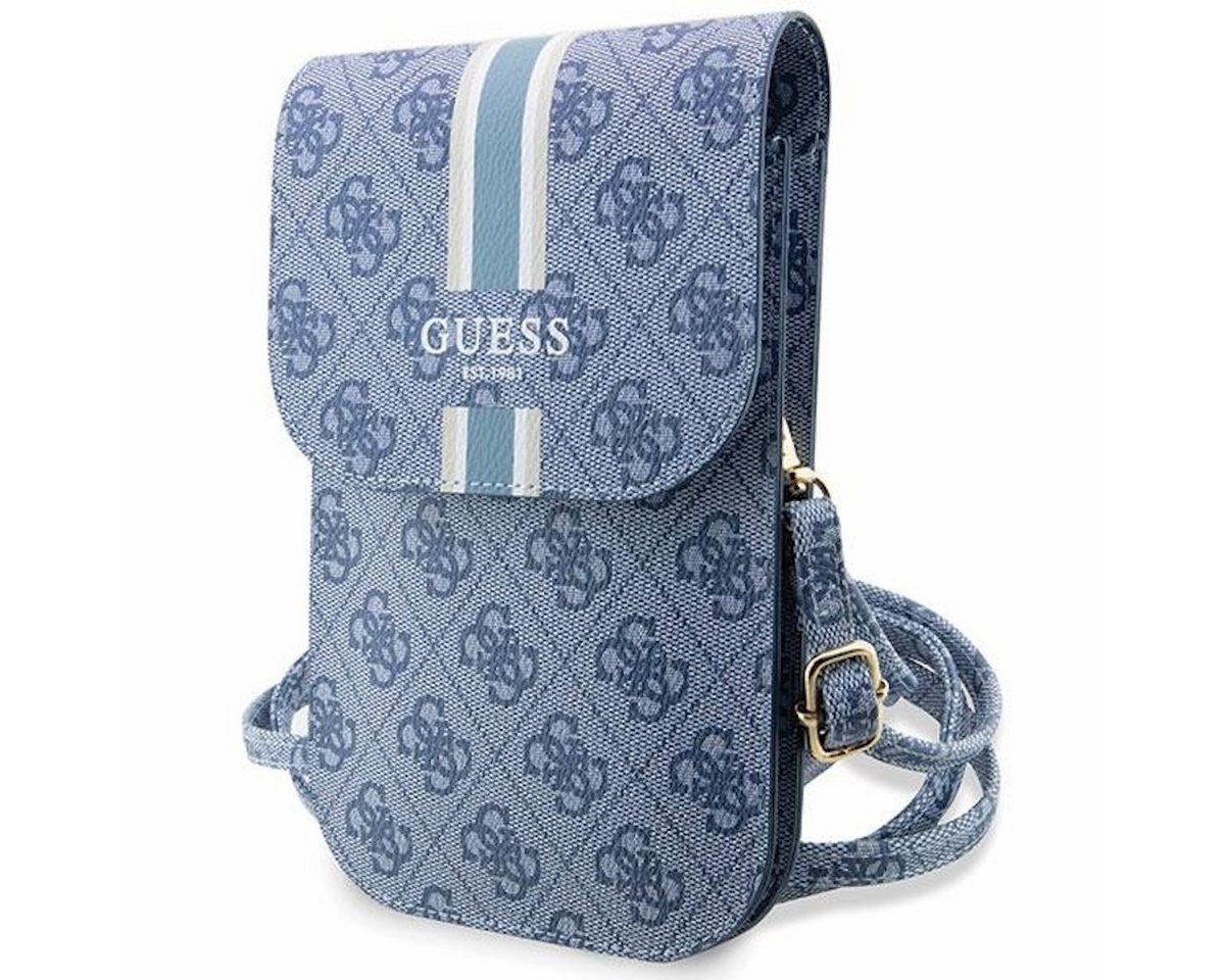 Guess Smartphone-Hülle Guess Torebka Universell Handy Tasche Umhängetasche 4G Stripes Blau von Guess