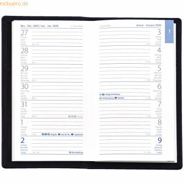 Güss Taschenkalender 9,5x15,5cm 1 Woche/Seite schwarz 2026 Güss Taschenkalender 9,5x15,5cm 1 Woche/Seite schwarz 2026 von Güss