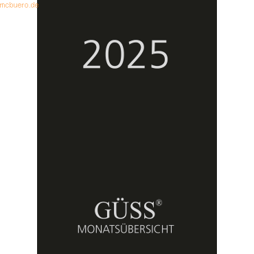 Güss Taschenkalender 9x15cm 1 Monat/2 Seiten schwarz 2024 von Güss