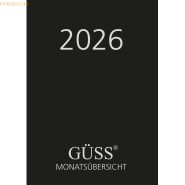 Güss Taschenkalender 9x15cm 1 Monat/2 Seiten schwarz 2024 von Güss