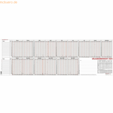 Güss Urlaubsübersicht 100x35cm für 25 Mitarbeiter Kalendarium 2026 Güss Urlaubsübersicht 100x35cm für 25 Mitarbeiter Kalendarium 2026 von Güss