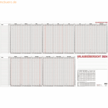 Güss Urlaubsübersicht 100x60cm für 40 Mitarbeiter-Kalendarium 2026 Güss Urlaubsübersicht 100x60cm für 40 Mitarbeiter-Kalendarium 2026 von Güss