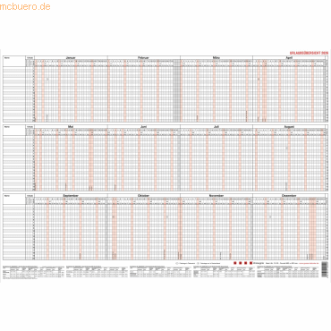 Güss Urlaubsübersicht 60x42cm 20 Mitarbeiter in Versandverpackung 2024 von Güss