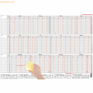 Güss Urlaubsübersicht 60x42cm 20 Mitarbeiter mit Beschichtung 2024 von Güss