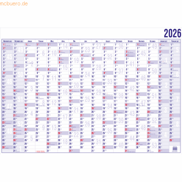 Güss Wandplaner 16 Monaten A3 42x30cm Kalendarium 2024 von Güss