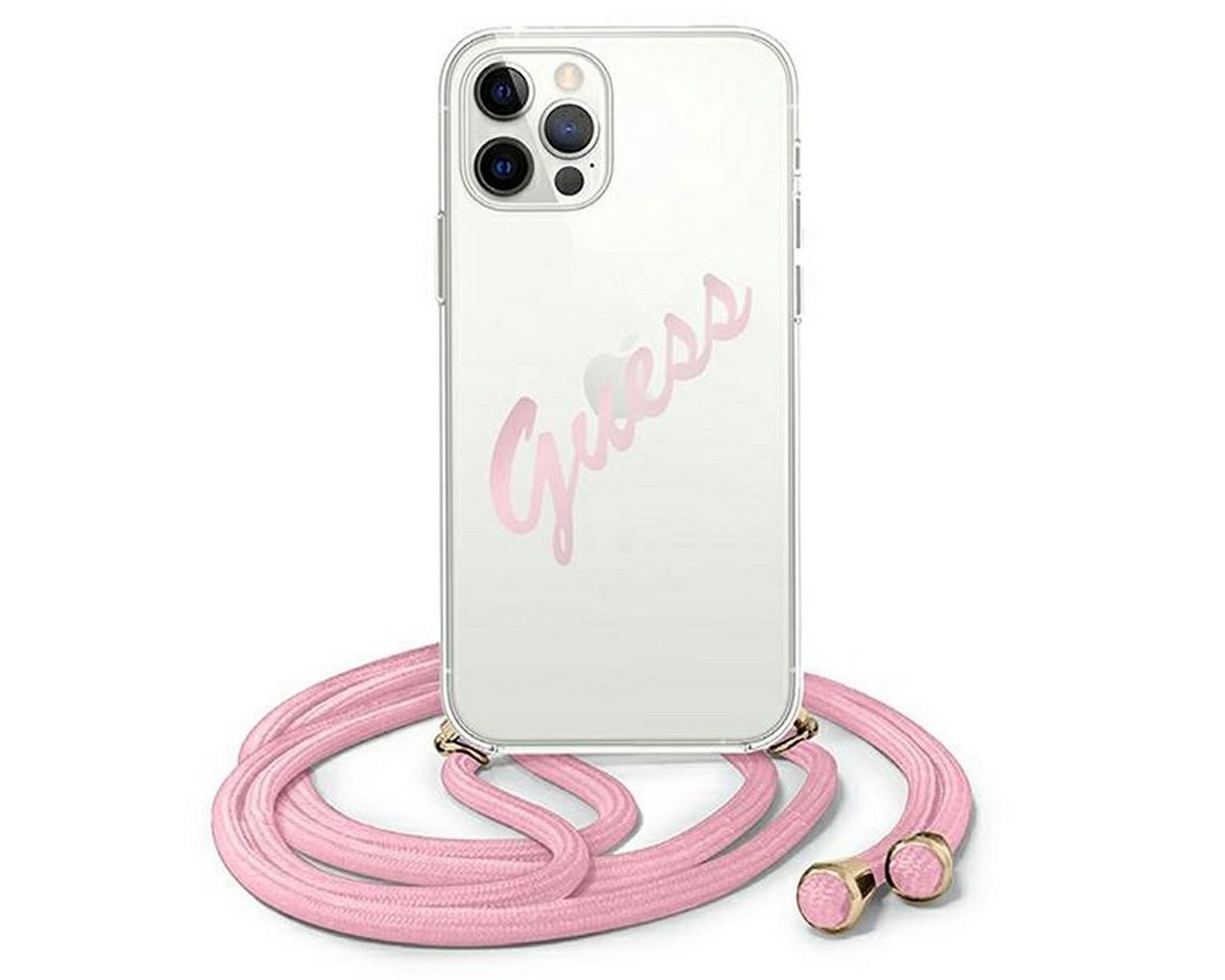 Handyhülle Guess Vintage Script Apple iPhone 12 / 12 Pro Pink Kette Crossbody Hard Case Cover Schutzhülle Etui Handyhülle Guess Vintage Script Apple iPhone 12 / 12 Pro Pink Kette Crossbody Hard Case Cover Schutzhülle Etui von Guess