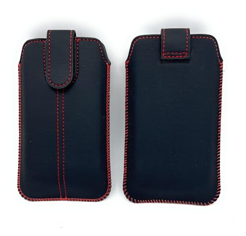 Handy Tasche Schutz Hülle Slim Case Cover Etui Sleeve schwarz-rot für Panasonic KX-TU155 von Gütersloher Shopkeeper