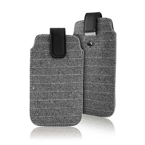 Handy Tasche grau-schwarz für Artfone C1 / C1 Plus/Easyfone Prime-A7 - Schutz Hülle Slim Case Cover Etui Sleeve von Gütersloher Shopkeeper