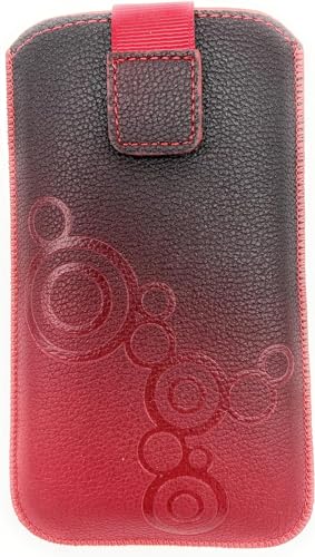 Handy Tasche schwarz-rot fü rPanasonic KX-TU155 / KX-TU400 - Schutz Hülle Etui Slim Case Gürteltasche Sleeve von Gütersloher Shopkeeper