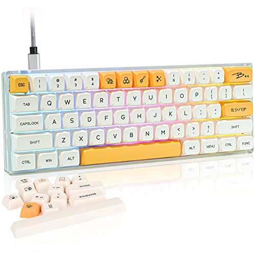 Guffercty kred GK61 60 % mechanische Tastatur, 60 % Honigmilch, XDA-Tastenkappen, NKRO Typ-C-Kabel für Win/PC/Mac (Gateron Optical Red, Bee) von Guffercty kred