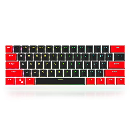 Guffercty kred GTSP rote und Schwarze Tastenkappen, 60% PBT-Tastenkappen-Set mit 6,25 U Leertaste für Cherry MX Gateron Kailh Switches GK61 Gaming-Tastatur (nur Tastenkappen) von Guffercty kred