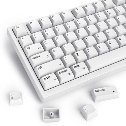 Guffercty kred XDA-Profil-Tastenkappen mit 128 Tasten, minimalistische weiße Tastenkappen, 75 % Dye-sub PBT-Tastaturkappen mit ISO-Tasten für Mac, 60 %, 65 %, 75 %, 96 % mechanische Tastaturen von Guffercty kred