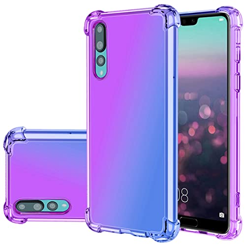 Gufuwo Hülle für Huawei P20 Pro Hülle, CLT-L09 CLT-L29 Niedliche Hülle Mädchen Frauen, Farbverlauf Slim Anti Scratch Soft TPU Phone Cover Stoßfeste Schutzhülle für Huawei P20 Pro (Lila/Blau) von Gufuwo