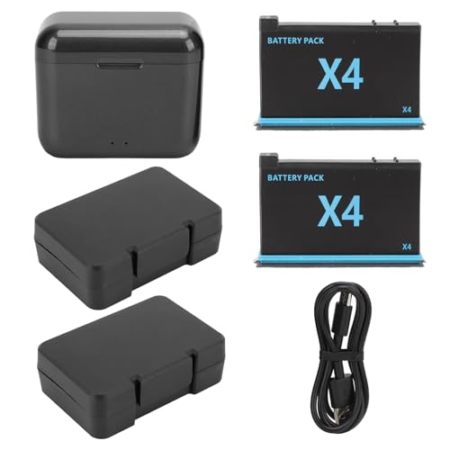 360 X4-Akku (2 Packungen) mit Schnellladegerät-Hub für X4, 2-Kanal-Schnellladestation für Akkus, X4-Zubehör von Gugxiom