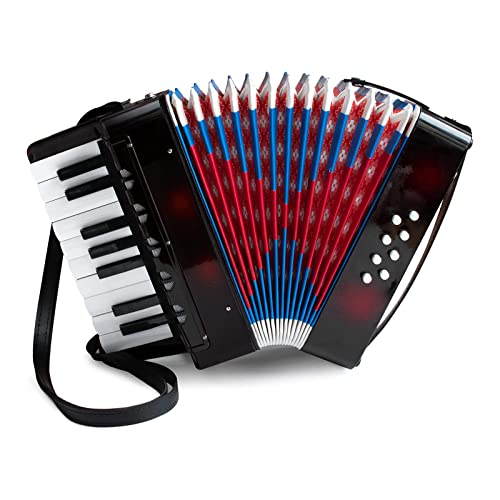 Akkordeon, 17 Tasten, 8 Basskn?pfe, Mini-Akkordeon-Instrument, Spielzeug-Akkordeon-Musikinstrument mit Einziehbarem Lederriemen f¨¹r, Anf?nger, Sch¨¹ler, P?dagogisch von Gugxiom