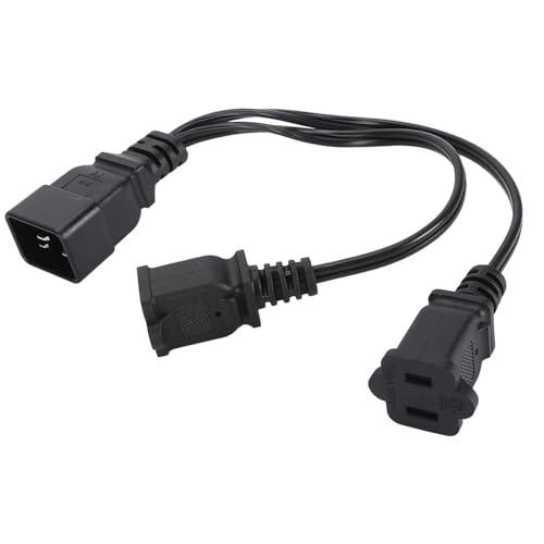 C20-Stromkabel, Y-Netzkabel für Laptop-Adapter, Drucker, Schreibtischlampen, mit PVC-Hülle, 10 A 125 V, 16 A 250 V von Gugxiom