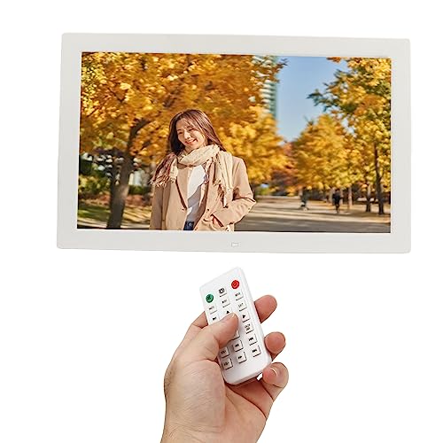 Digitaler Bilderrahmen 18,5 Zoll FHD, 1920 X 1080 Full IPS-Display mit Foto-Musik-Video-Player, Kalenderalarm, Helligkeit Einstellbar, Digitaler Bilderrahmen mit Fernbedienung (EU-Stecker) von Gugxiom