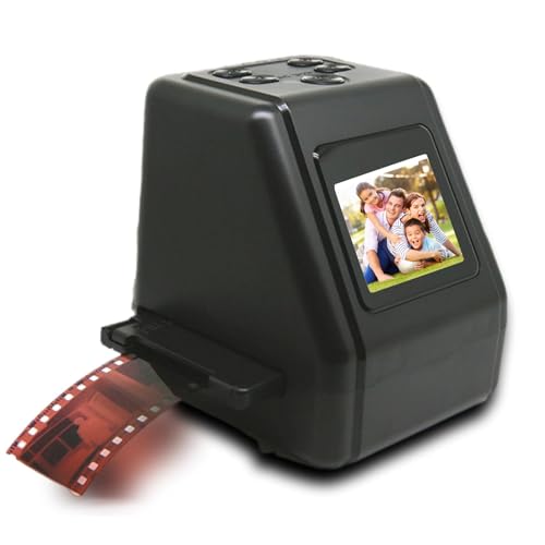 Film- und Diascanner, All-in-1 Film- und Diascanner wandelt 35mm 135 110 126 und Super 8 Filme/Dias/Negative in Digitale JPG Fotos um, integrierter 128MB Speicher, 2 LCD-Bildschirme von Gugxiom