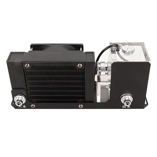 Gugxiom 3D-Drucker-Wasserkühlungsmodul, G1/4-Gewinde SLMZ Z B Einzellüfter-Wasserkühlungspumpe mit 350 L/h Wasserdurchfluss und 200 Ml Kapazität für 3D-Drucker (EU-Stecker) von Gugxiom