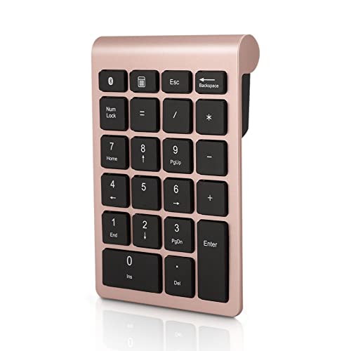Gugxiom Bluetooth-Nummernblock, 22 Tasten, Tragbarer Mini-Zahlenblock für die Finanzbuchhaltung, Bluetooth 5.0 10-Tasten-Zahlenblock für Laptop/Desktop/PC/Notebook(Roségold) von Gugxiom