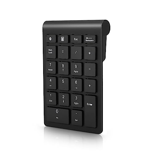 Gugxiom Bluetooth-Nummernblock, 22 Tasten, Tragbarer Mini-Zahlenblock für die Finanzbuchhaltung, Bluetooth 5.0 10-Tasten-Zahlenblock für Laptop/Desktop/PC/Notebook(Schwarz) von Gugxiom