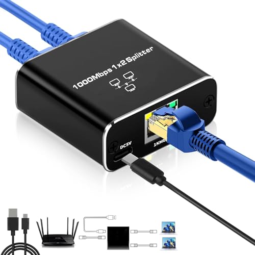 Gugxiom Dualcomm ETAP-2003 10/100/1000Base-T Gigabit-Ethernet-Netzwerk-TAP, Leistungsstarker Ethernet-Splitter aus Aluminiumlegierung, Unterstützt 1000 Mbit/s, Gleichzeitiger von Gugxiom