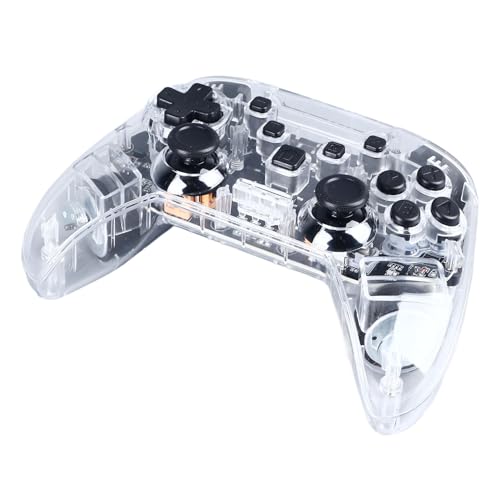 Gugxiom Game-Controller, Vibration Wake Up RGB-Lichteffekt, Kabelloser Controller für PC-Handy-Kompatibilität (Transparentes Schwarz) von Gugxiom