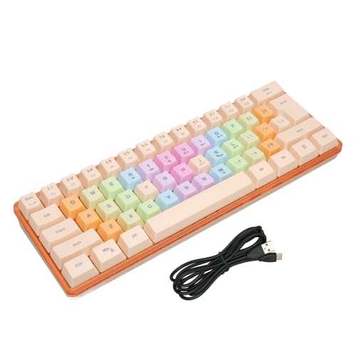 Gugxiom Kabelgebundene 60% Mechanische Gaming-Tastatur, 61 Tasten, 60% Tastatur mit 9 RGB-Modi und 8 Monochrom-Modi, Tragbare Mechanische Gaming-Tastatur für FPS Gamers Office(Aprikose) von Gugxiom