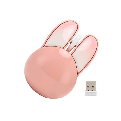 Gugxiom M6 Wireless Mouse Pink Mouse Wireless, 2,4 GHz Rabbit Mouse USB Wireless Mouse, Kleine Leichte Maiden Cute Wireless Mouse Ergonomie, DPI1200 Kompatibel mit Windows (Sakura-Pink) von Gugxiom