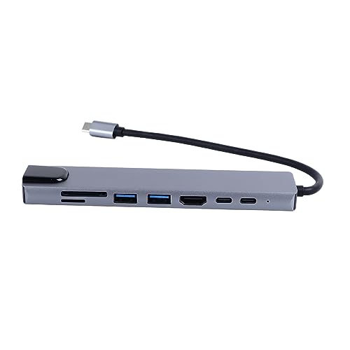 Gugxiom USB-C-Hub-Multiport-Adapter, 8-in-1-USB-C-Adapter mit HDMI, SD/TF-Kartenleser, USB-C-Anschluss, USB 3.0, RJ45-Ethernet für Alle Typ-C-Geräte von Gugxiom