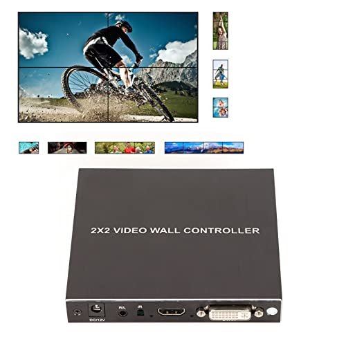 Gugxiom Videowand-Controller, DVI-TV-Wand-Video-Controller, Unterstützt 180-Grad-Bilddrehung und Kantenmaskierung, mit Fernbedienung, Unterstützt 2x2 1x2 2x1 1x3 3x1 1x4 4x1 von Gugxiom