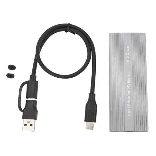 Gugxiom Werkzeugloses M.2 NVMeSSD-Gehäuse mit 10 Gbit/s USB C, Tragbares Externes Gehäuse Unterstützt PCIe M B+M Keys, 2230/2242/2260/2280 SSD (OTG-Kabel) von Gugxiom