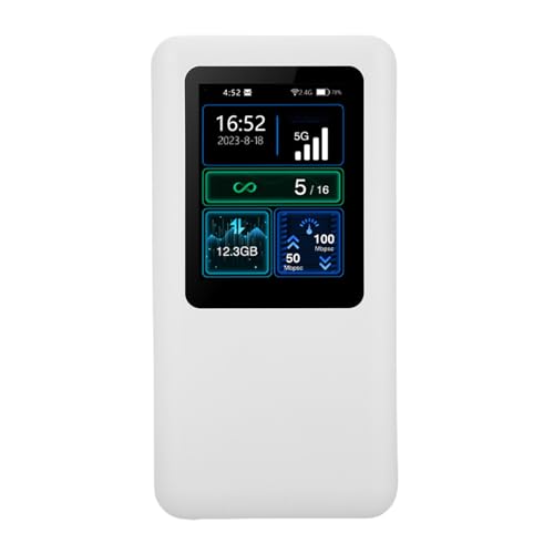 Mobiler Hotspot, 5G Tragbarer Hotspot mit 2,4 GHz 5,8 GHz WiFi 6, 1,8 Zoll LCD-Reiserouter mit SIM-Kartensteckplatz für Multi-User-Konnektivität (EU-Stecker) von Gugxiom