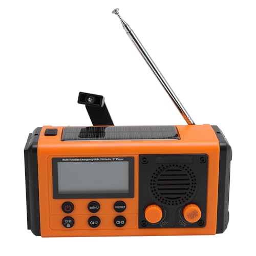 Notfallradio, 10000mah Solar Hand Crank Wetterradio, BT -Lautsprecher mit DAB FM -Sendung und IPX6 Wasserdicht für Außenbeleuchtung und Stromversorgung (ORANGE) von Gugxiom