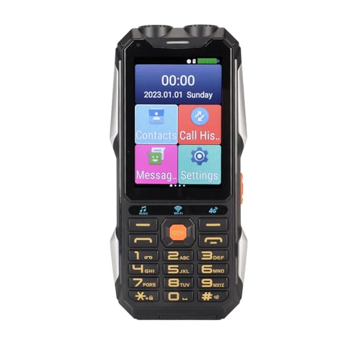 Robustes 4G-Seniorenhandy, 4-Zoll-Touchscreen, WLAN, Große Taste, 18000-mAh-Akku, LED-Taschenlampe, Lauter Ton, Schnellwahltelefon,7.0, für ältere Benutzer (Black) von Gugxiom