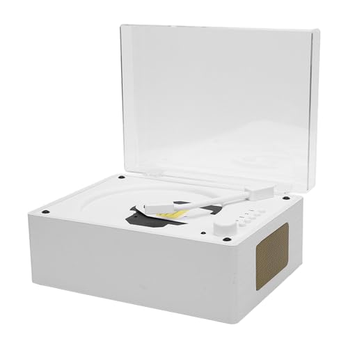 Tragbarer BT-CD-Player, Klare Soundqualität mit Fernbedienung, BT 5.0-Musikplayer, Eingebaute Lautsprecher, für Zuhause, Büro, Reisen (Weiße Holzkornfarbe) von Gugxiom